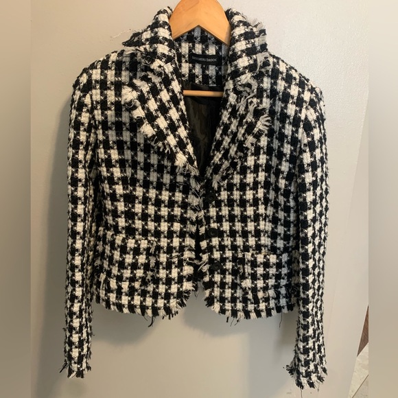 Vintage Beechers Brook Black and White Cropped Tweed Jacket - Size 6 - Picture 6 of 8